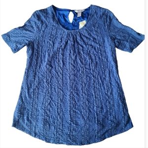 NWT Christopher & Banks blue top blouse shirt NEW Large